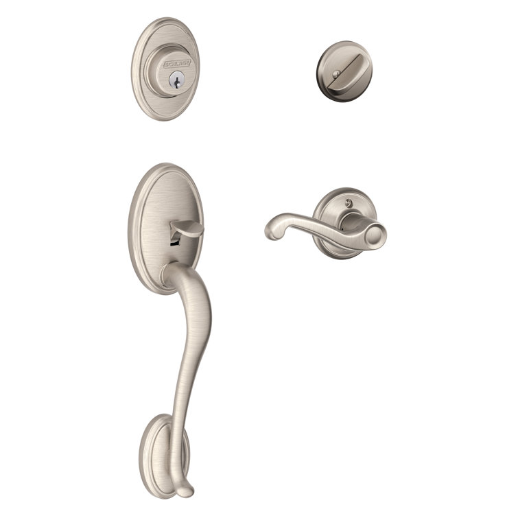 Schlage Wakefield Handleset with Deadbolt and Flair Door Lever and